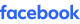 Facebook logo in blue on a gray background.
