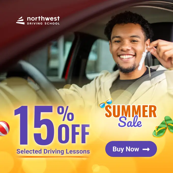 summer sale 15% off selected driving lessons side menu